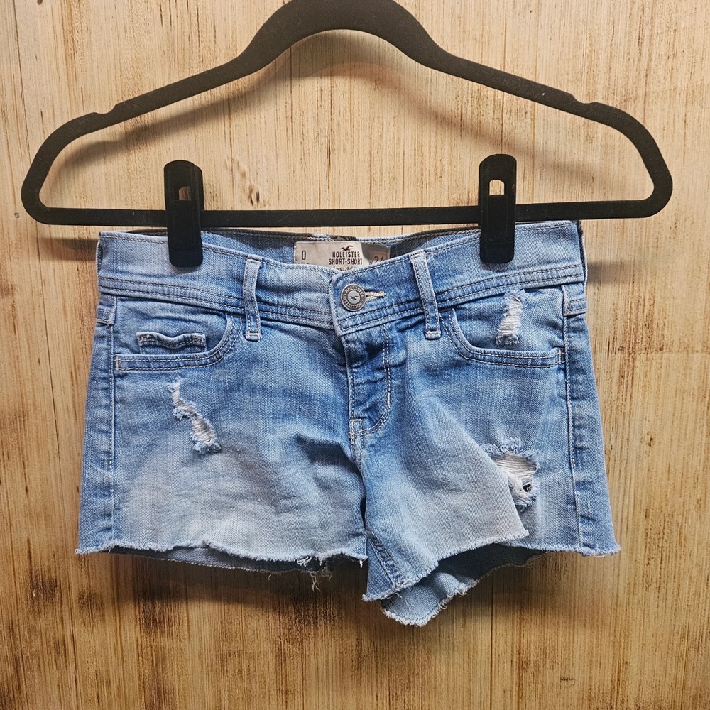 Hollister Light Blue Distressed Short Shorts